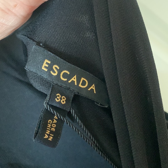 ESCADA Crossover- Waist Sleeveless Thigh-Slit V-Neck Black Gown - Size INT 38 - Picture 11 of 17